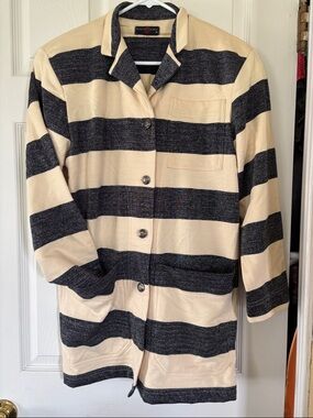90’s Striped Button-Up Jacket in Cream and Black
